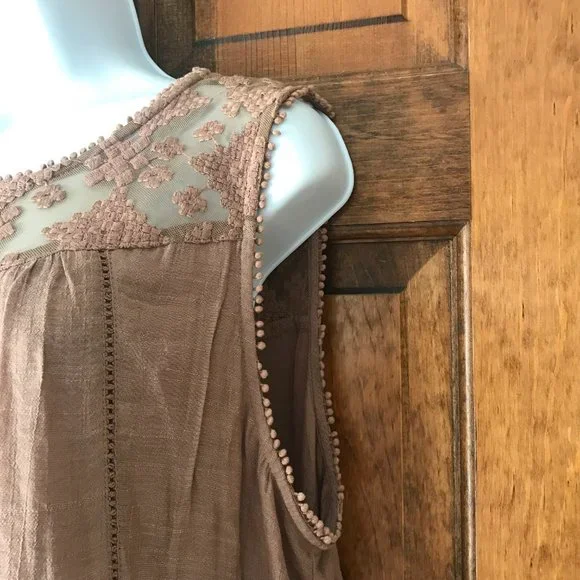 FINAL PRICE - Style & Co Brown Shimmer Sleeveless Tunic w/Illusion Neckline 2X - Picture 4 of 10